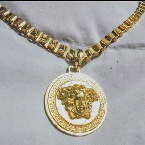 Medusa Pendant on Long Chain
